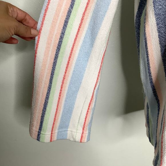 Roxy Waves And Rays Striped Terry Hoodie Kangaroo Pouch Flared Sleeves XL - Picture 5 of 10